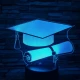 Diplomaosztó kalap  7 színű 3D led lámpa