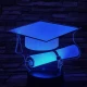 Diplomaosztó kalap  7 színű 3D led lámpa