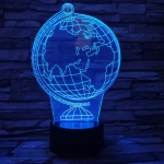 Földgömb 7 színű 3D led lámpa