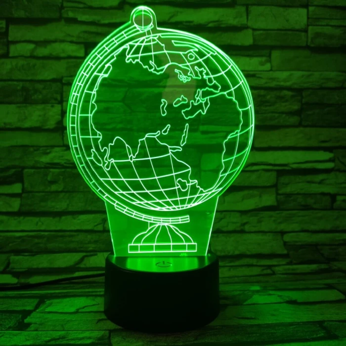 Földgömb 7 színű 3D led lámpa