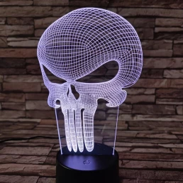 Koponya Punisher 7 színű 3D led lámpa