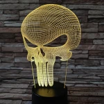 Koponya Punisher 7 színű 3D led lámpa