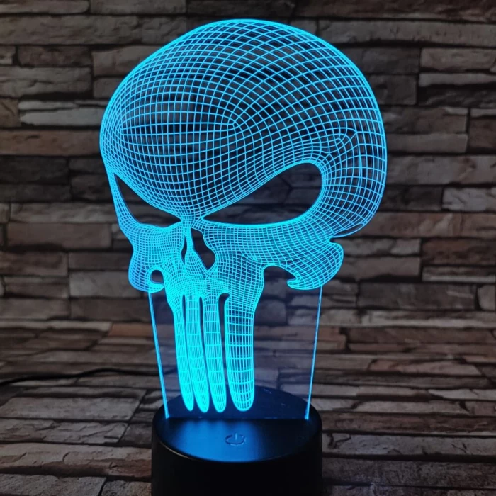 Koponya Punisher 7 színű 3D led lámpa