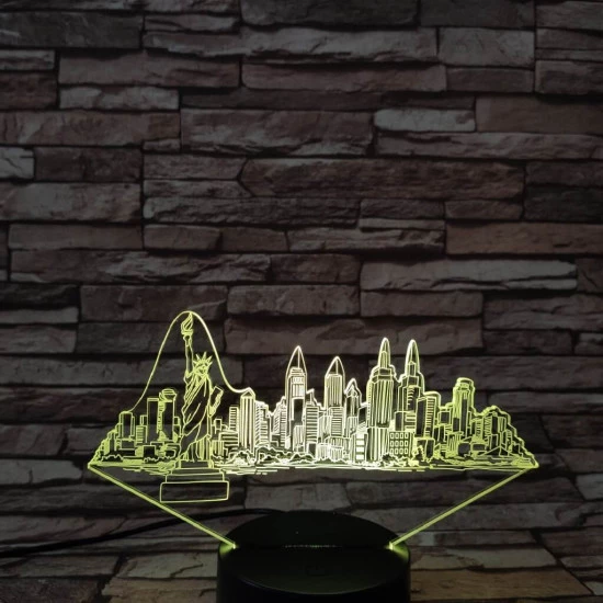 New York  7 színű 3D led lámpa