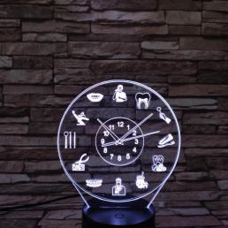 Fogorvos óra 7 színű 3D led lámpa