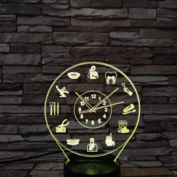 Fogorvos óra 7 színű 3D led lámpa
