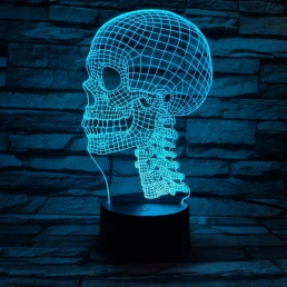 Koponya  7 színű 3D led lámpa
