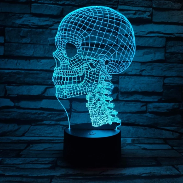 Koponya  7 színű 3D led lámpa