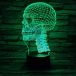Koponya  7 színű 3D led lámpa