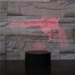 Pisztoly revolver  7 színű  3D led lámpa
