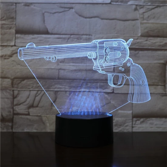 Pisztoly revolver  7 színű  3D led lámpa