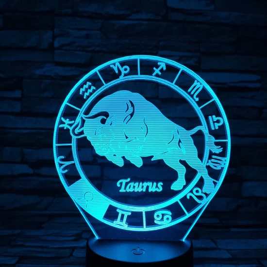 Bika Horoszkóp 7 színű 3D led lámpa