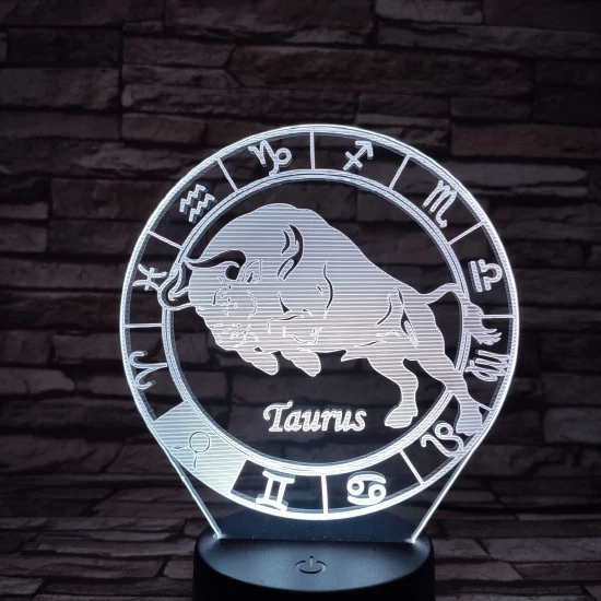 Bika Horoszkóp 7 színű 3D led lámpa
