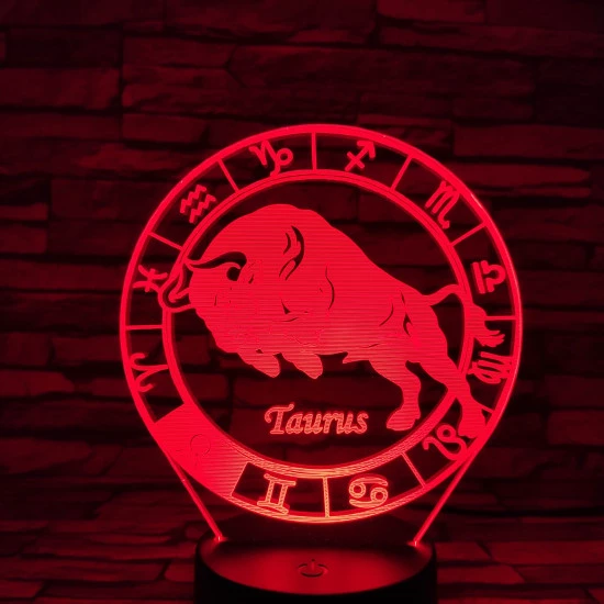 Bika Horoszkóp 7 színű 3D led lámpa