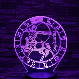 Nyilas Horoszkóp 7 színű 3D led lámpa