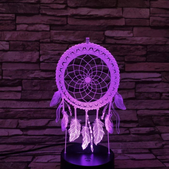 Indián álomfogó amulett 7 színű 3D led lámpa