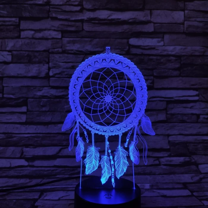 Indián álomfogó amulett 7 színű 3D led lámpa