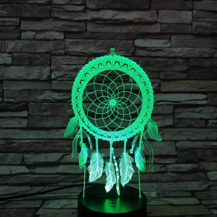 Indián álomfogó amulett 7 színű 3D led lámpa