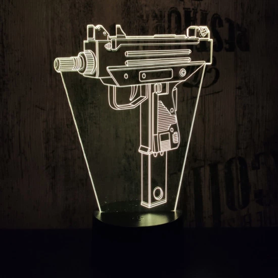 Uzi géppisztoly 7 színű 3D led lámpa