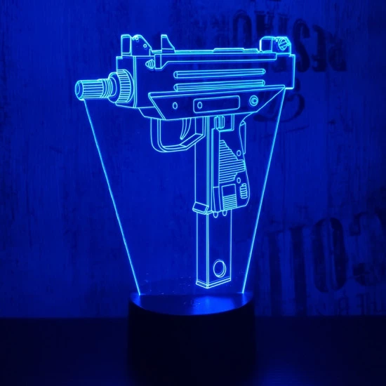 Uzi géppisztoly 7 színű 3D led lámpa