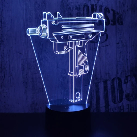 Uzi géppisztoly 7 színű 3D led lámpa