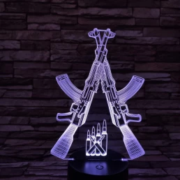 Két Gépfegyver 7 színű 3D led lámpa
