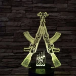 Két Gépfegyver 7 színű 3D led lámpa