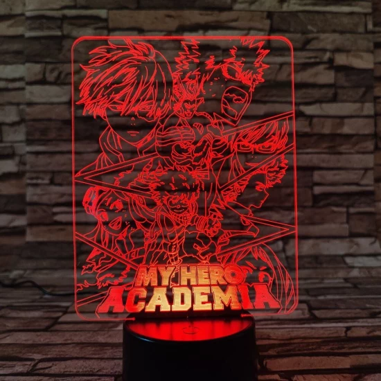 My hero Academia 7 színű 3D led lámpa