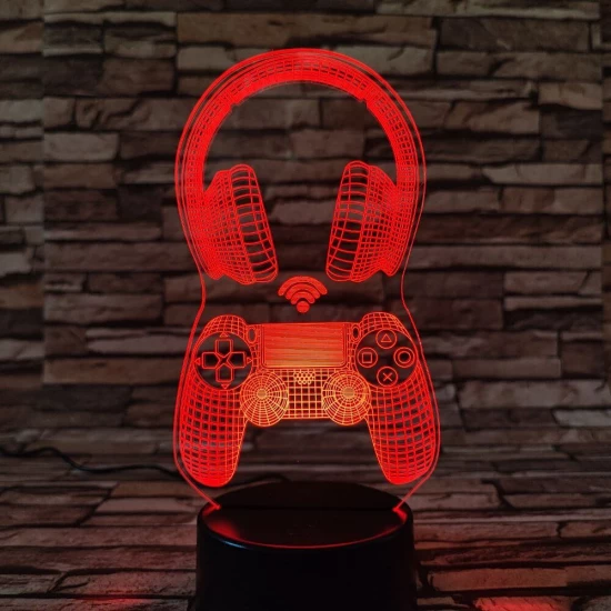 Kontroller & Fejhallgató 7 színű 3D led lámpa
