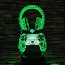 Kontroller & Fejhallgató 7 színű 3D led lámpa