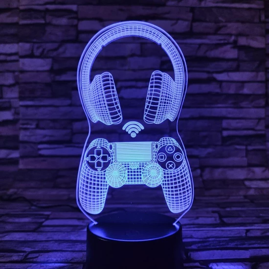 Kontroller & Fejhallgató 7 színű 3D led lámpa