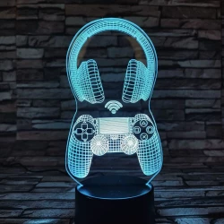 Kontroller & Fejhallgató 7 színű 3D led lámpa