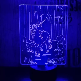 Egyszarvú ló 7 színű 3D led lámpa