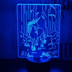 Egyszarvú ló 7 színű 3D led lámpa
