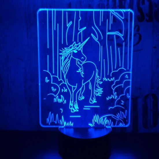 Egyszarvú ló 7 színű 3D led lámpa