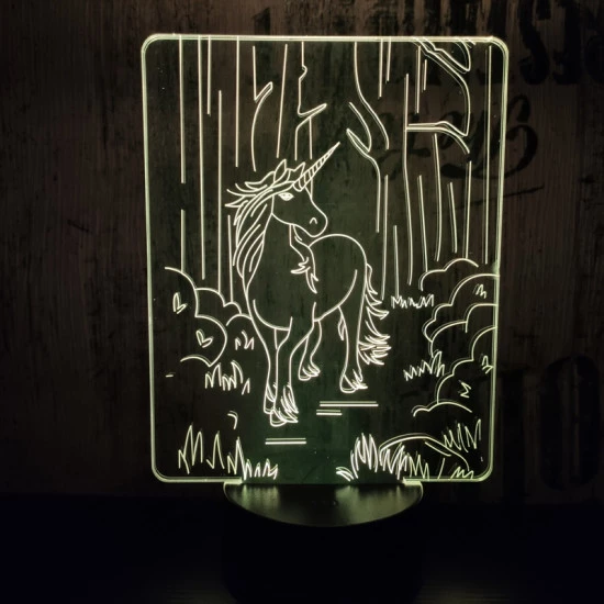 Egyszarvú ló 7 színű 3D led lámpa
