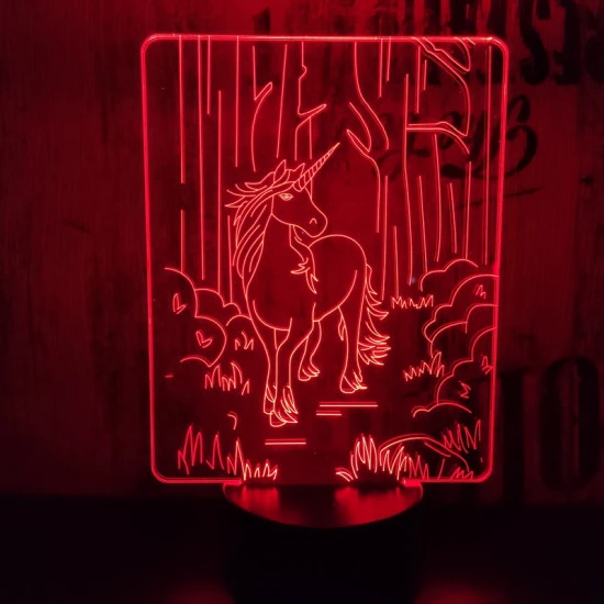 Egyszarvú ló 7 színű 3D led lámpa