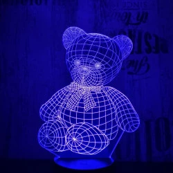 Ülő maci 7 színű 3D led lámpa