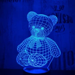 Ülő maci 7 színű 3D led lámpa