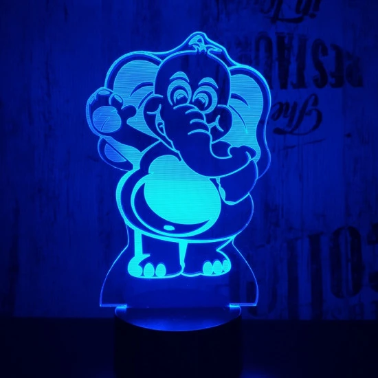 Integetős elefánt 7 színű 3D led lámpa