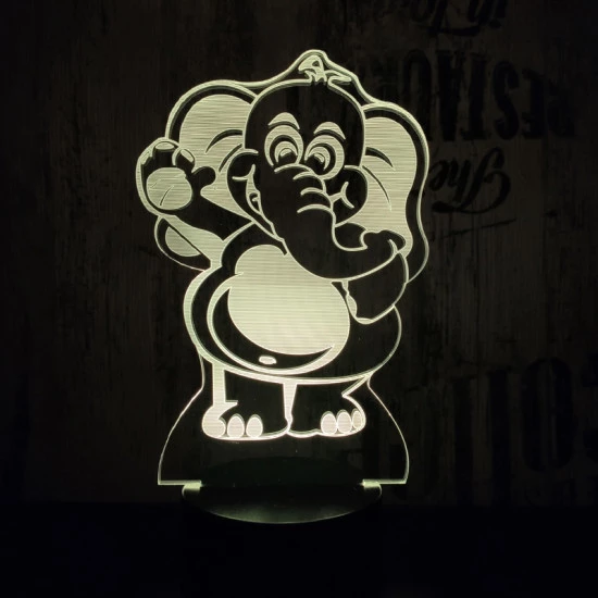 Integetős elefánt 7 színű 3D led lámpa