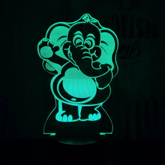 Integetős elefánt 7 színű 3D led lámpa