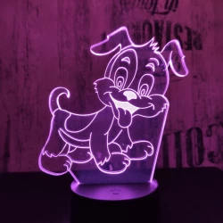 Kölyök Kutya 7 színű  3D led lámpa