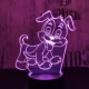 Kölyök Kutya 7 színű  3D led lámpa
