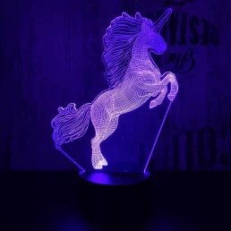 Ugró unikornis 7 színű 3D led lámpa