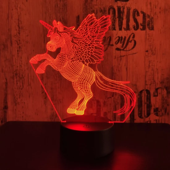 Ágaskodó pegazus 7 színű 3D led lámpa