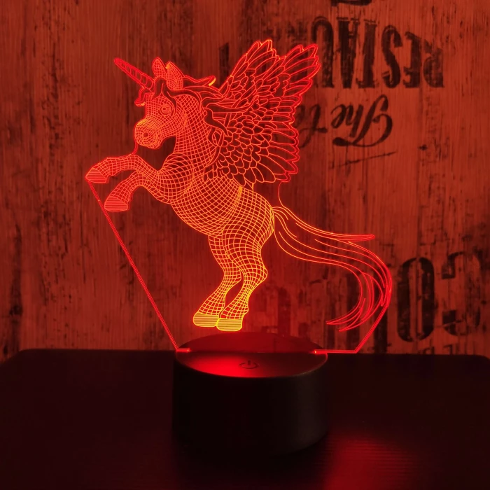 Ágaskodó pegazus 7 színű 3D led lámpa