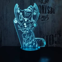 Hóember és Szarvas 7 színű 3D led lámpa