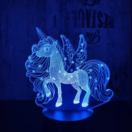 Csillagos pegazus 7 színű 3D led lámpa