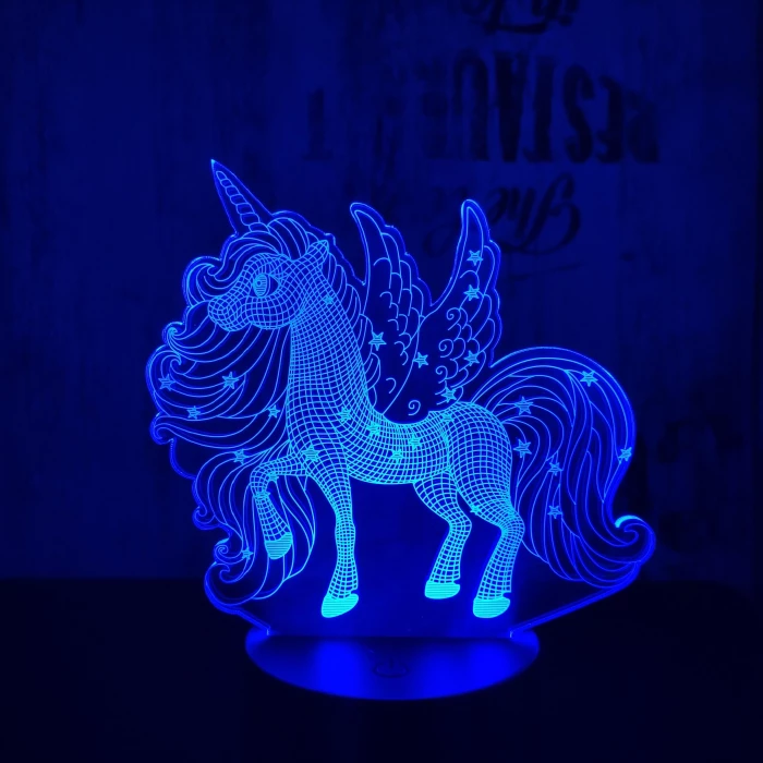 Csillagos pegazus 7 színű 3D led lámpa